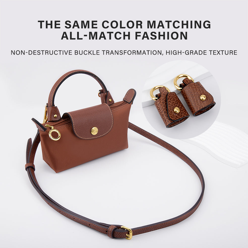 WUTA Bag Transformation for Longchamp mini Straps Punch-free Long Real Leather Shoulder Strap Crossbody Strap
