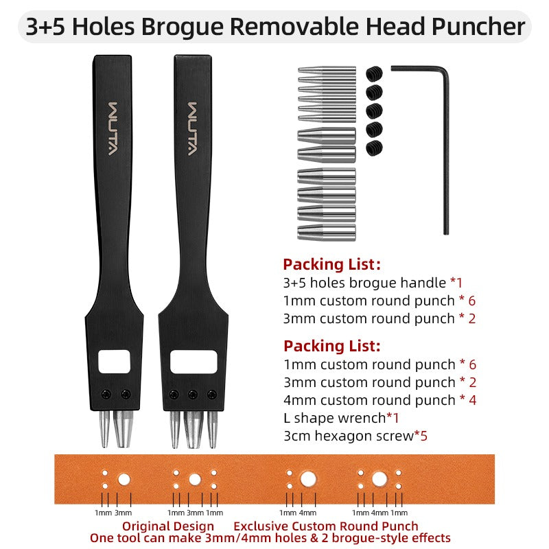 Replaceable Brogue Style Leather Hole Punches Flower Eyelet Puncher | WUTA