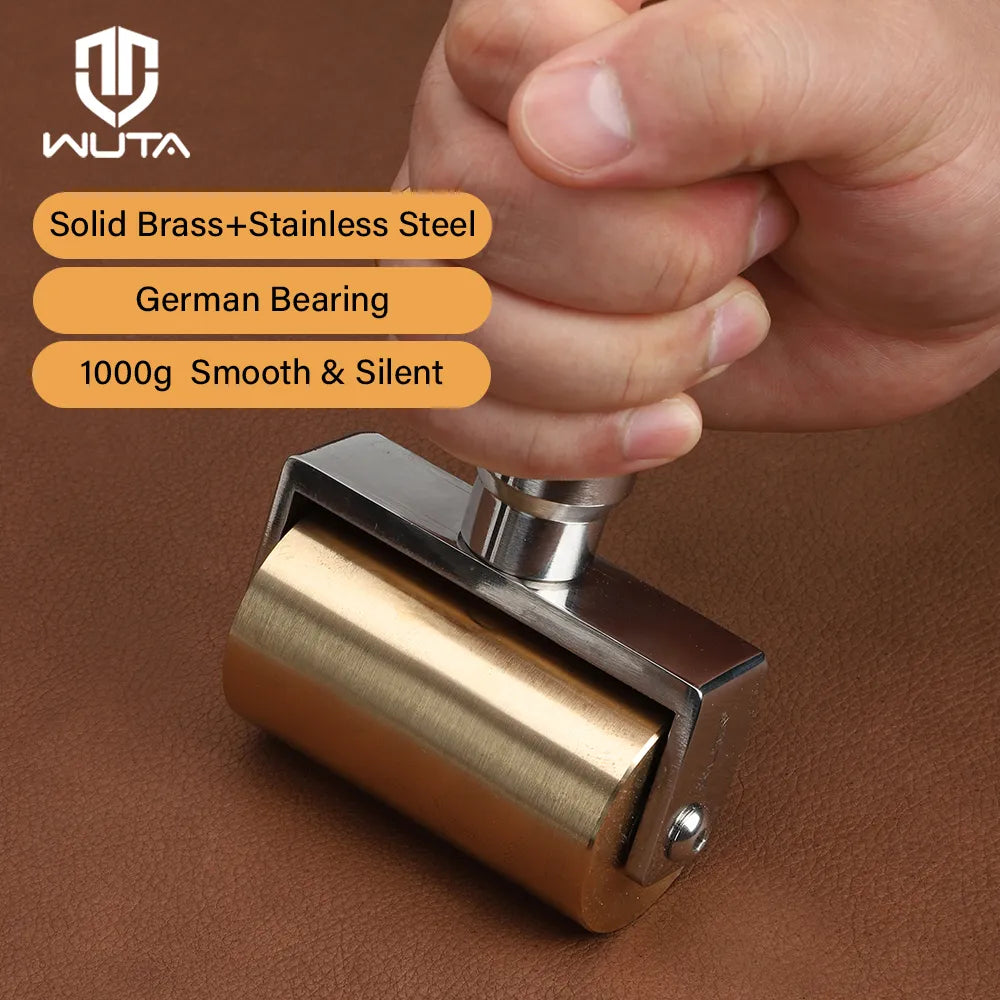 Leather Craft Brass Roller Edge Creaser Glue Laminating DIY Tools 1000g | WUTA