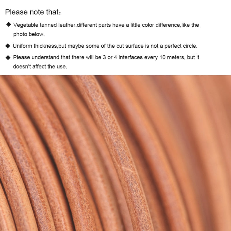 Genuine Leather Cord 2-5-10 meters round leather rope | WUTA