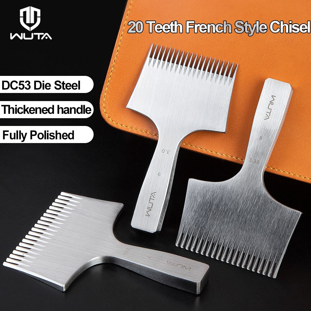 20 Teeth Pricking Iron Leather Chisel French Style Leather Punching Tools | WUTA