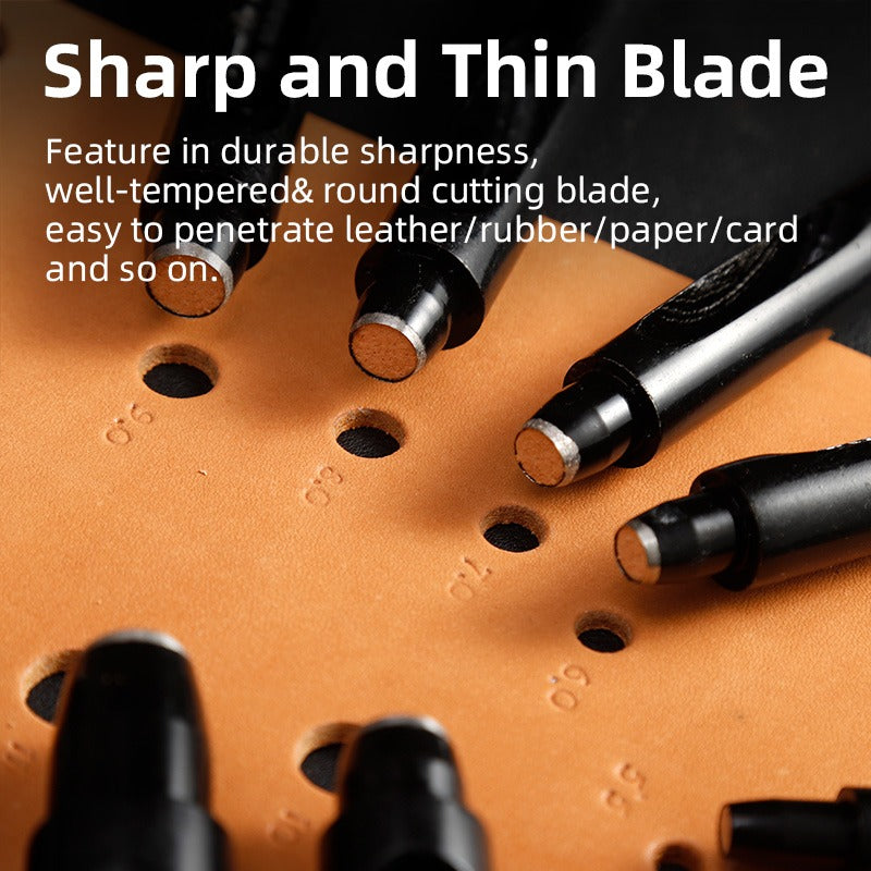 Round Hole Punch 0.5-24mm Black Leather Hollow Punch | WUTA
